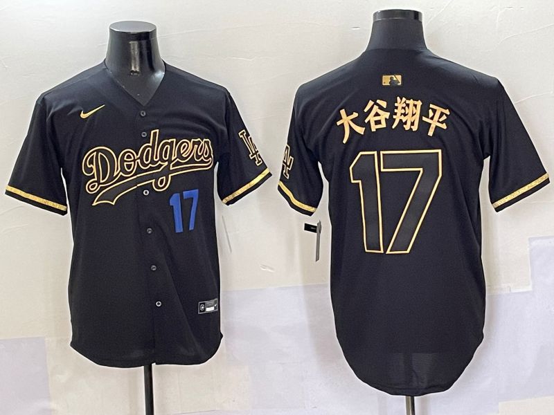 Men Los Angeles Dodgers 17 Ohtani Black Gold Game Nike 2025 MLB Jersey style 5052